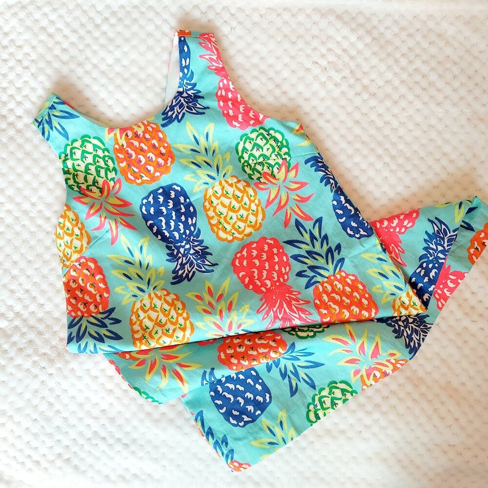 NWOT-Tommy Bahama Kid's Neon, Pineapple Shift Dress (Cotton lined)
